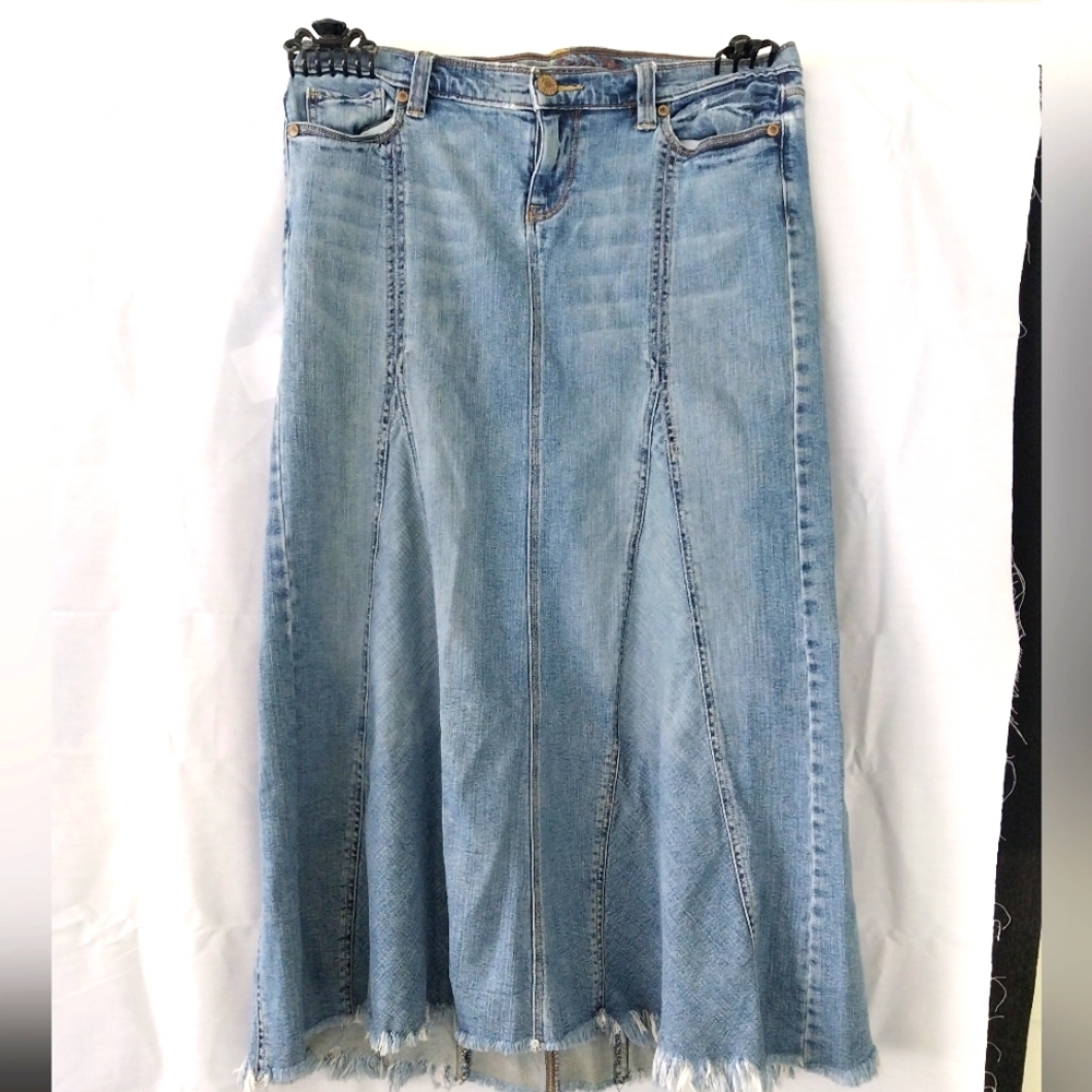 Old Navy Special Edition Ultra Low Waist Denim Maxi Skirt Size 10 Grunge Boho